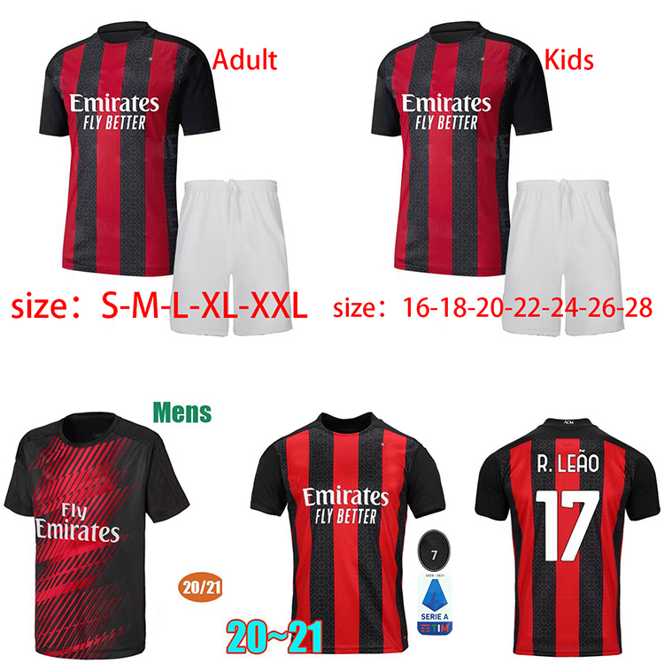 

20 21 AC IBRAHIMOVIC 21 MILAN KIDS SOCCER JERSEYS HOME REBIC CALHANOGLU AWAY THEO 19 THEO 2020 JERSEY FOOTBALL SHIRTS kids kit, Red