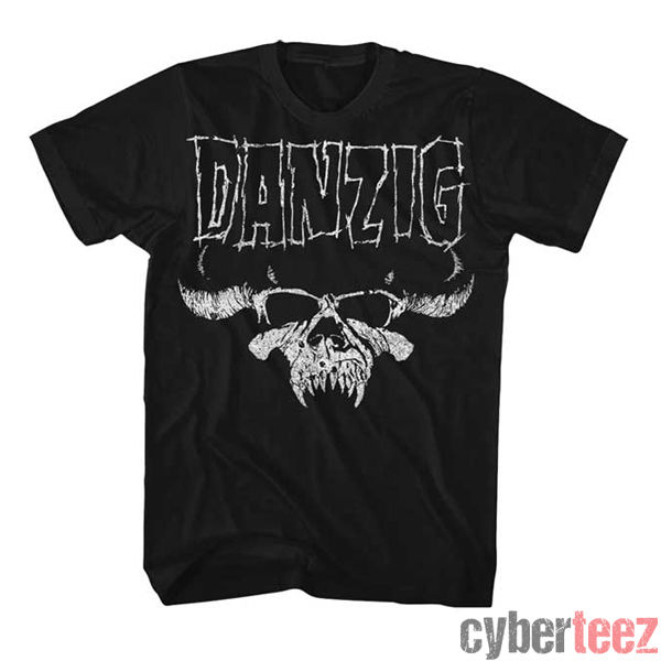 

Men's T-Shirts DANZIG Skull Distressed T-Shirt Misfits Glenn Authentic Rock S-2XL, Black