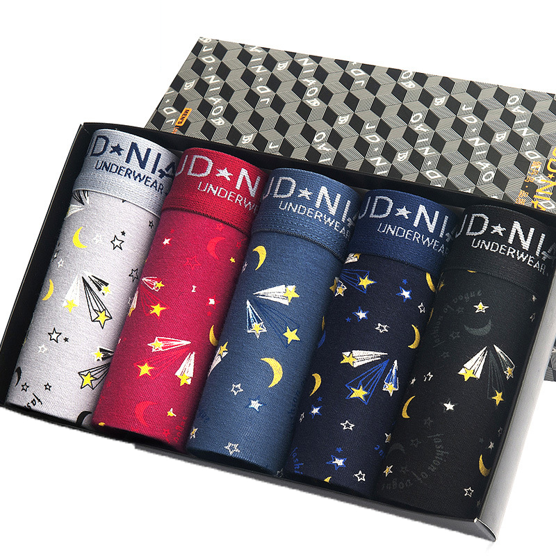 

5 Pcs / Lot Cotton Boxer Men Boxershort Men Soft Breathable Mens Underpant Boxer Fashionable Cotton Underwear, 21