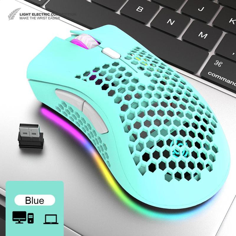 

HOT BM600 2.4GHz Wireless Mouse USB Rechargeable 1600DPI Adjustable Hollow Out Honeycomb RGB Optical Mouse Gamer Mice For PC