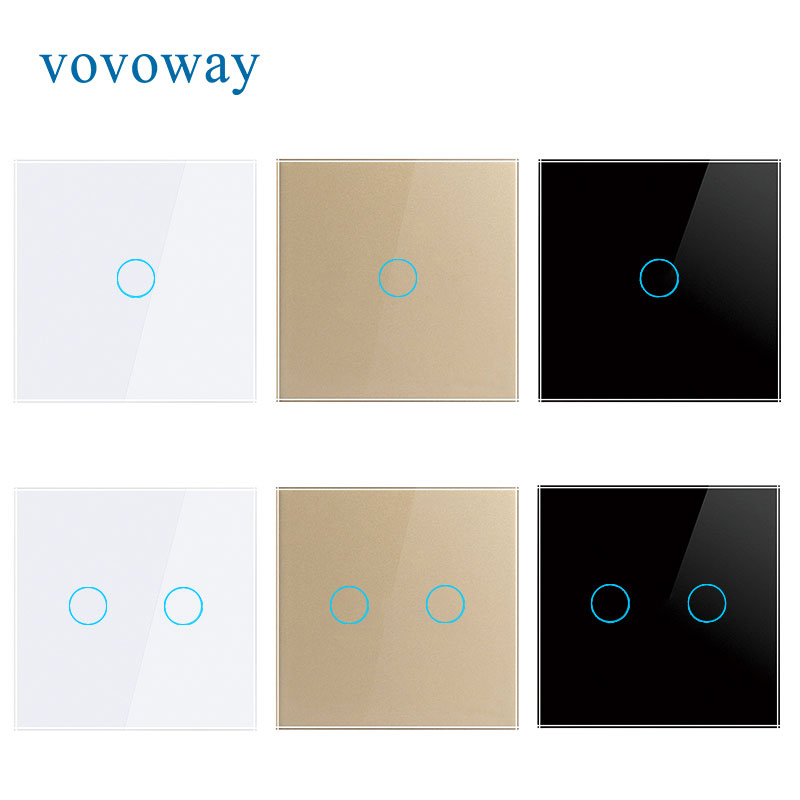 

Vovoway EU Glass panel touch light switch,home wall stick,1\2\3Gang AC110V 220V