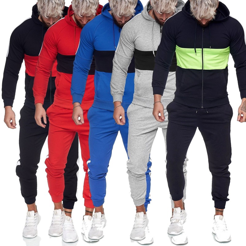 

QNPQYX Autumn Men's Sportswear Two Piece Set Mens Casual Hooded Sports Wear Men's Tracksuit Training Sweat Suit Men Track Suits dropshipping, A1