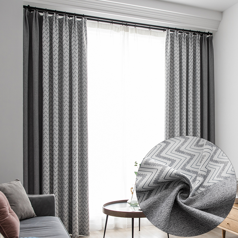 

Custom curtains Nordic modern Wave pattern Stitching shading cotton livingroom bedroom window cloth blackout curtain M854
