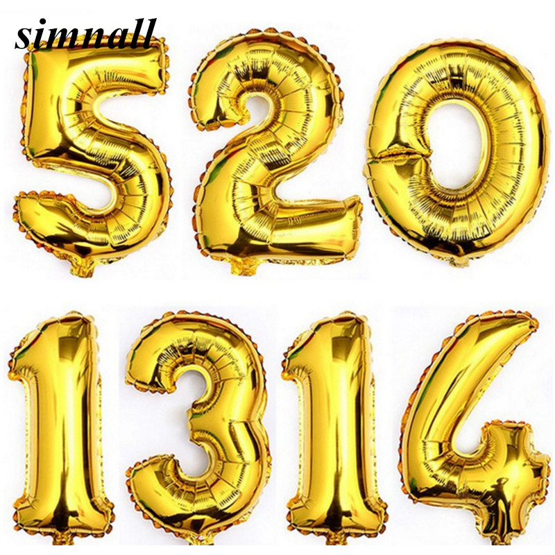 

32inch Gold Silver Number Foil Balloons Helium Ballon Happy Birthday Wedding Decoration Letter balloon Birthday Party Supplies