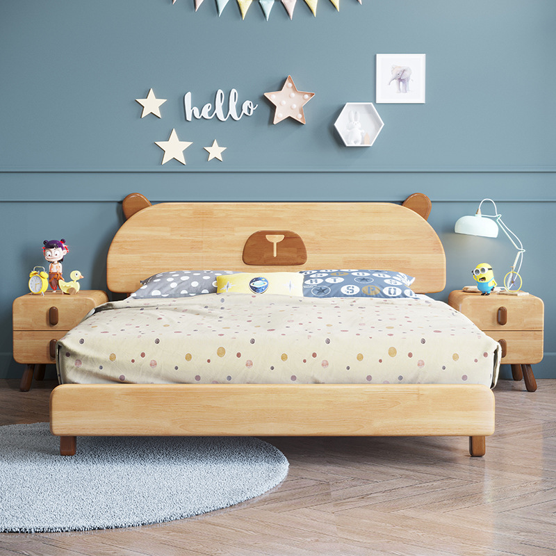 

Wholesale Children's Solid Wood Bed Nordic Style Light Luxury 1.5 M 1.2 M Solid Wood Single Children's Bed