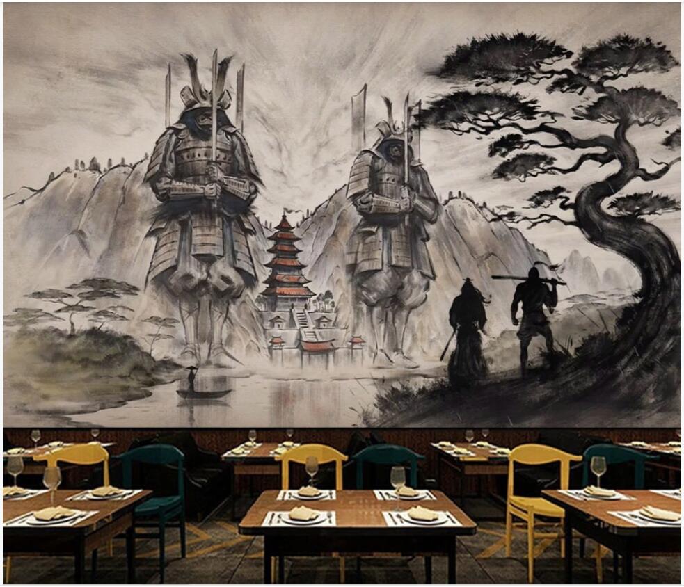 

custom mural photo wallpaper 3d Japanese Ukiyo-e Samurai Temple Restaurant Tooling home decor wall papers in the living room, Non-woven wallpaper