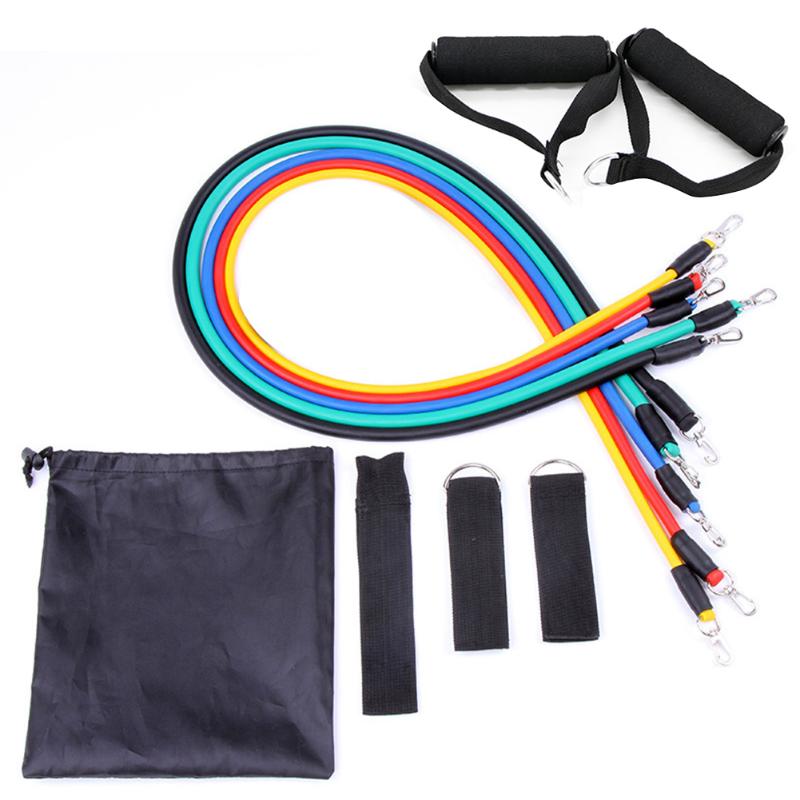 

11pcs/set Exerciser Equipments Gym Training Resistance Bands TPE Pull Rope with Door Anchor Handle Ankle Strap