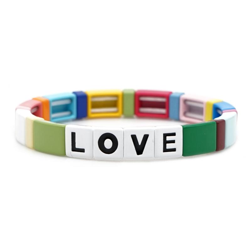 

ABL256, MIYUKI Bracelets Tila Beads Love Letter Bracelet Women Pulseira Mujer Jewelry Colorful Bohemian Summer Beach Handwoven