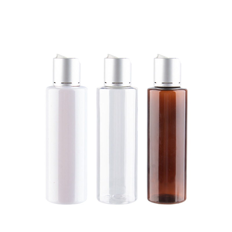

200ml 30pcs Clear Empty Lotion Bottles With Disc Top Cap Brown Shampoo Plastic Bottle 200cc Cosmetic Containers For Liquid Soap