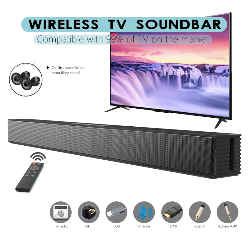 

BS-18 Wireless Bluetooth Soundbar Stereo Speaker Home Surround Home Theater TV Sound Bar Subwoofer Music Player with Aux TF Card