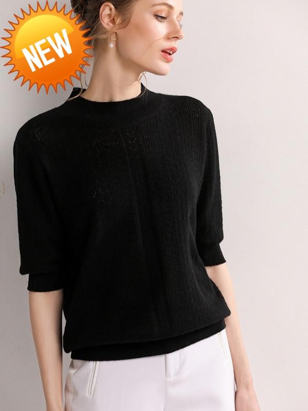 

style new cashmere sweater women sweaters and pullovers short sleeve half high collar female pullover women knit jumpers, Pink