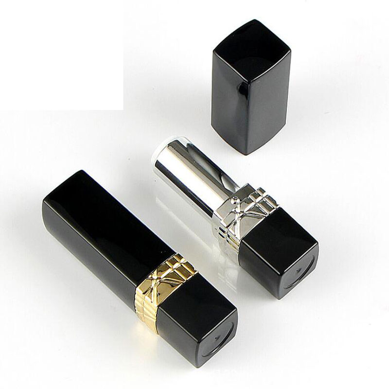 

Fashion Golden/Sliver Lipstick Tube With Caps Refillable Bottle Empty Makeup Accessories Plastic Lip Container 50pcs/lot