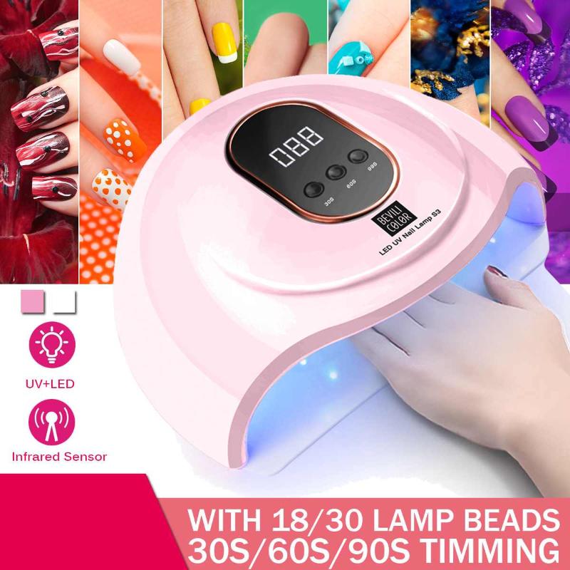 

120W UV LED Nail Lamp Manicure 80W Nail Dryer For All Gel Polish Ice Lamp With LCD Display For Professional Art Tool, 18 leads white