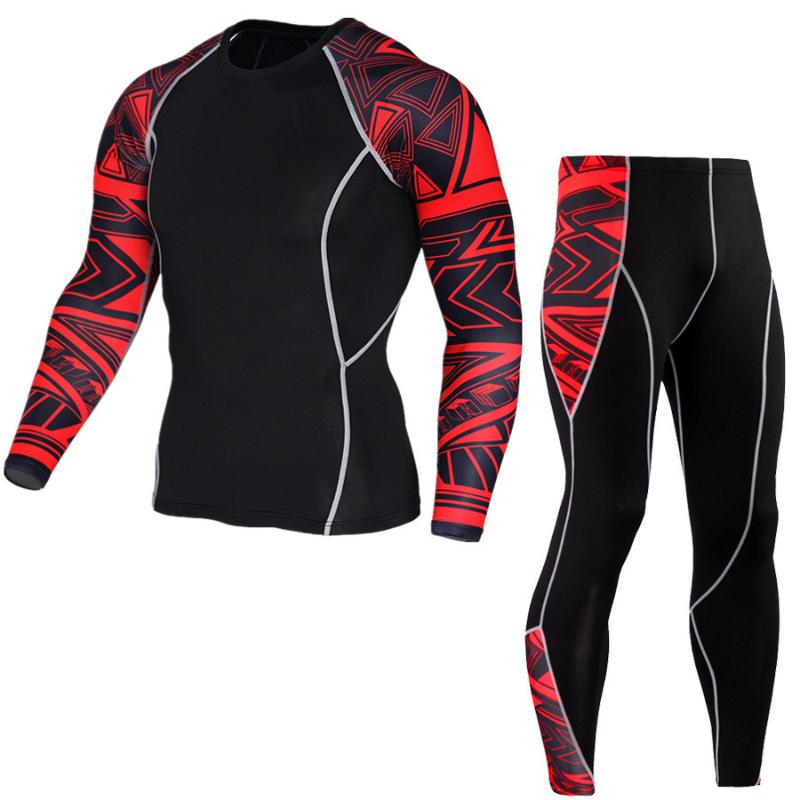 

Men' Base Layer Cycling Underwear Set, Cool Gear Quick Dry Long Sleeve Compression Shirt and Pants, Sport Fitness Long Johns