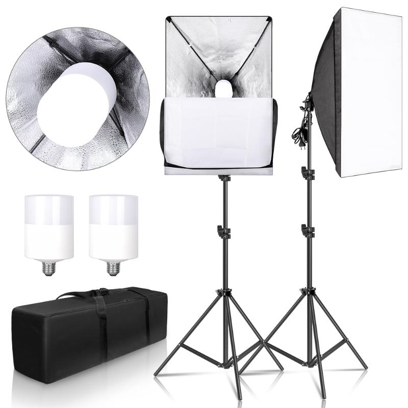 

Photography Softbox For Photo Studio Light Box Professional 50X70cm E27 Softbox Lighting Kit With 2 X 30W LED Bulb & 2 X Tripod