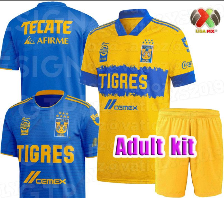 

7 Star Tigres UANL Soccer Jersey GIGNAC VARGAS GUERRON men kit 2020 2021 Camiseta futbol Mexico Tigres DAMIAN Liga MX Football Shirts, Black
