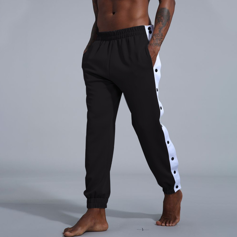 2021 Men Basketball Pants Side Striped Button Easy To Wear Mens Casual