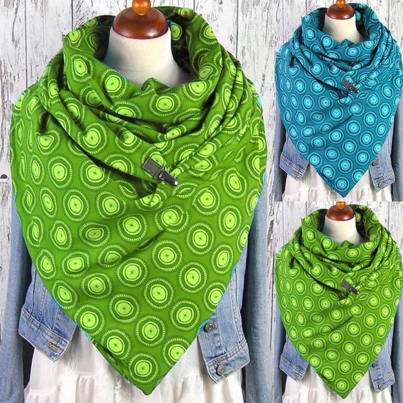 

2020 spring winterFashion Women Soild Retro Printing Button Soft Wrap Casual Warm Scarves Shawls European and American Designer