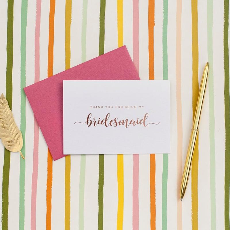 

Personalized Rose Gold Foil Thank You For Being My Bridesmaid card Bridal Party Gifts Card Custom Bridesmaid Thank You Gift Car