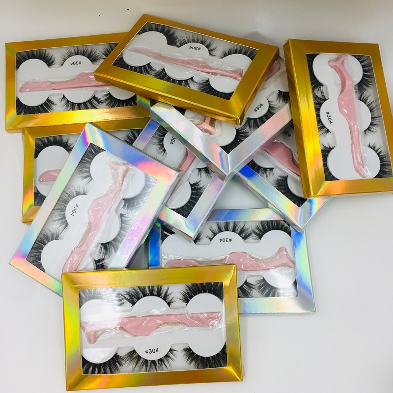 The newest False eyelash 3d mink lashes 3 pair lashes thick Faux 3D real mink eyelashes with tweezers in box 6 styles