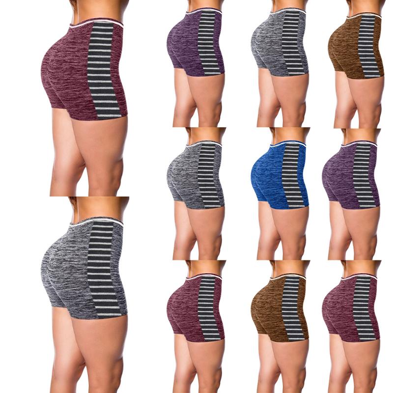 

Sports Shorts Woman 2020 Striped Print Spandex Yoga Shorts For Fitness Running Cycling Women Workout Gym Female D30, Red