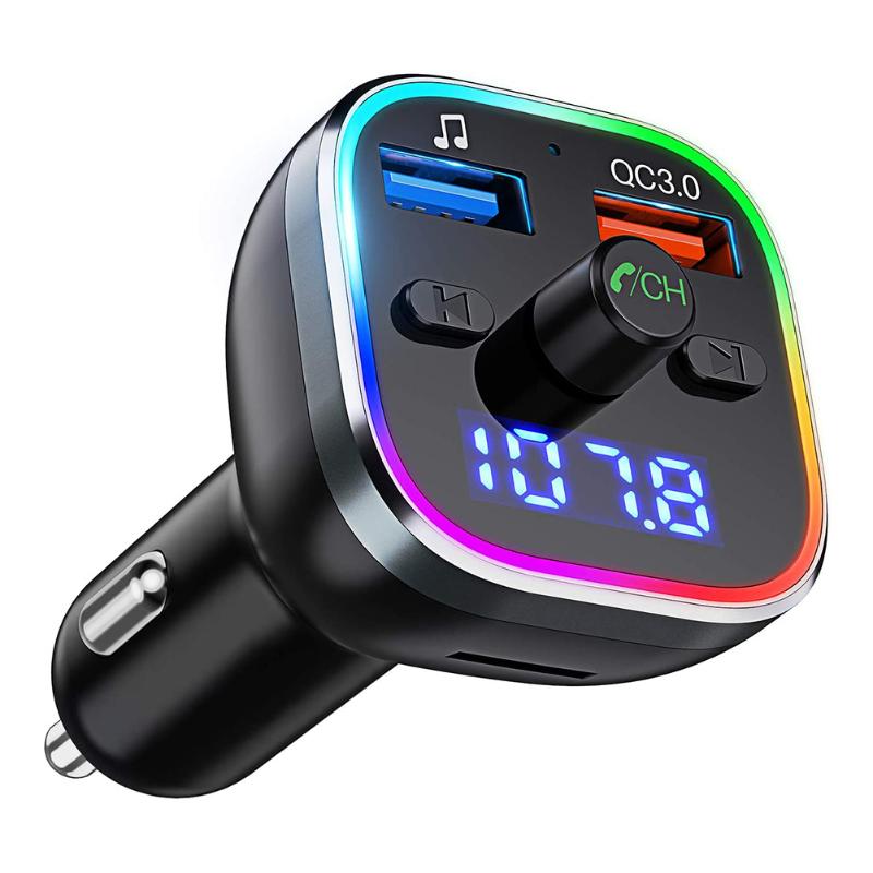 

FM Transmitter Blutooth 5.0 Handsfree Car Kit MP3 Player with 6-Color RGB Light for Outdoor Parts Personal Car Accessories