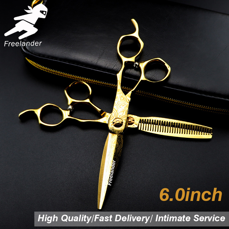 

6 inch .gold Hair Scissors set ,Straight & Thinning scissors set, barber shears