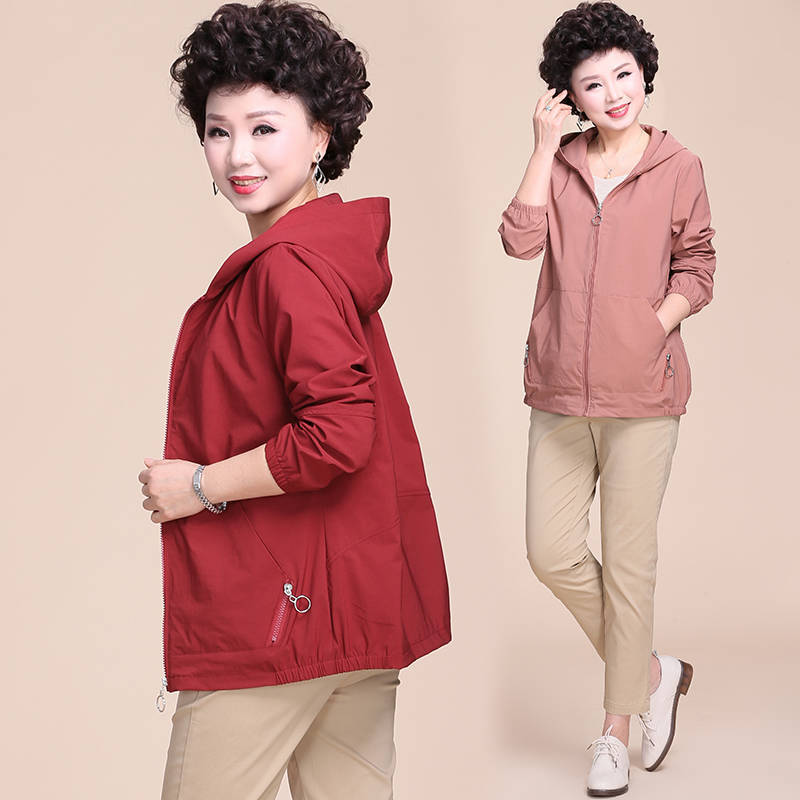 

2020 Women Spring Autumn Jacket Casual Short Outerwear Hooded Zipper Slim Wild Windbreaker Jackets Plus Size Coat T10, Wine red