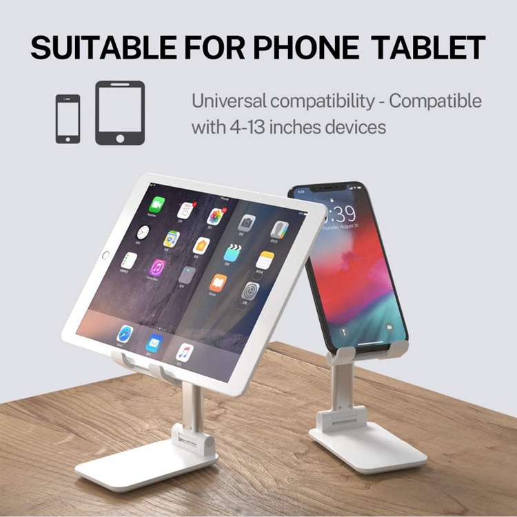 

Hot Sale Folding Desk Phone Stand Holder For iPhone iPad Universal Portable Foldable Extend Metal Desktop Tablet Table Stand, Black