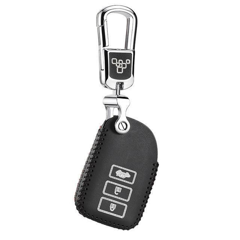 

For Toyota Yaris 2017-2020 Vios Car Key Bag Leather Car holder 3 button key holder car accessories, Black