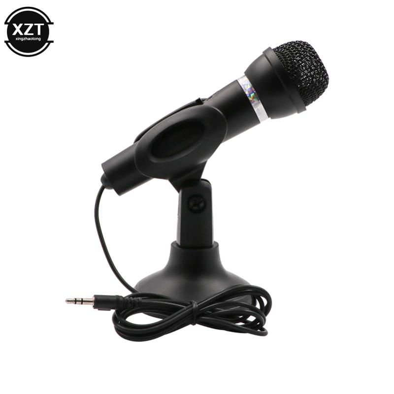 

Universal 3.5mm Computer Desktop Microphone Handheld for Karaoke Music Player Singing Recorder KTV Chatting Mic With Base