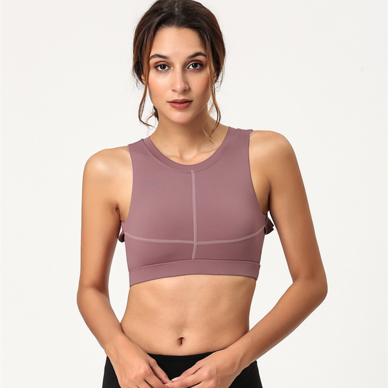 

2020 Seamless Sports Bra Top Fitness Women Racerback Running Crop Tops Pink Workout Padded Yoga Bra High Impact Activewear, 1926