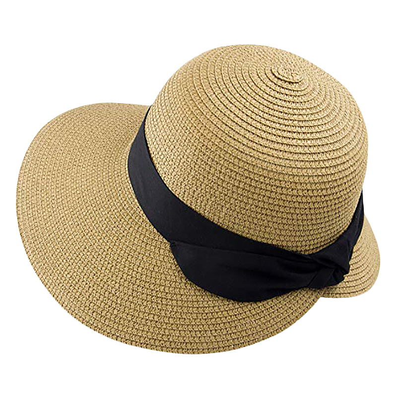 

Women's Sun Hat Wide Brim Foldable Straw Hats Summer Travel Beach Cap, Brown