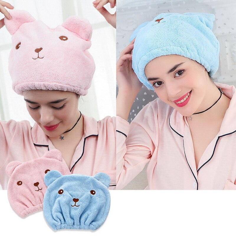 

Junejour 1PC Microfiber Hair Turban Quickly Dry Hair Hat Women Dry Cap Bath Towel Wrapped Towel Cap Dropshipping, Pink