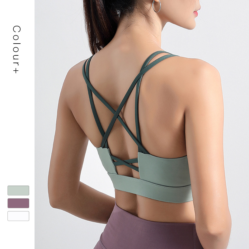 

New Style Sports Underwear Women's Running -resistant Push up Stereotypes Yoga Beauty Back Vest Fitness Bra Bra Outdoor, Green