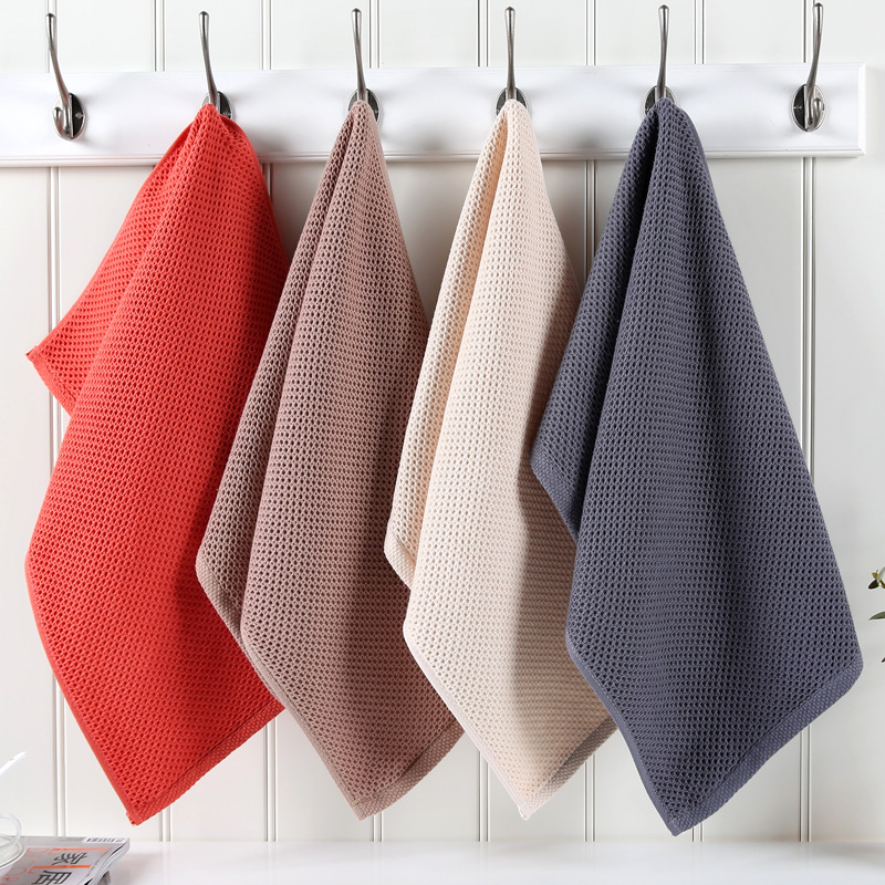 

New 100% Cotton Hand Towels for Adults Plaid Face Towel Care Magic Bathroom Sport Waffle Towel in bath 33x74cm 4Pc/Set, Light yellow