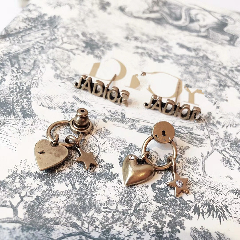 

D Jia ja letter love star circle stud 925 silver needle women's ear ring jewelry high quality, White;black