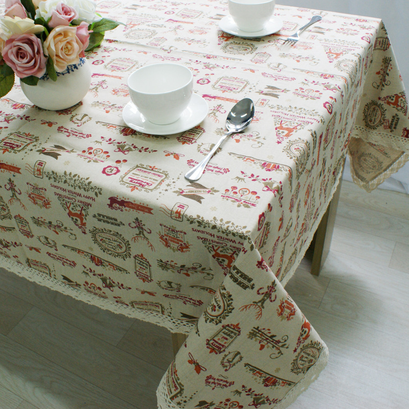 

Yaapeet 1pc Christmas Tablecloth High Quality Cotton Linen Table Cover Pretty Christmas Table Protection Home Decor for Party, As pic