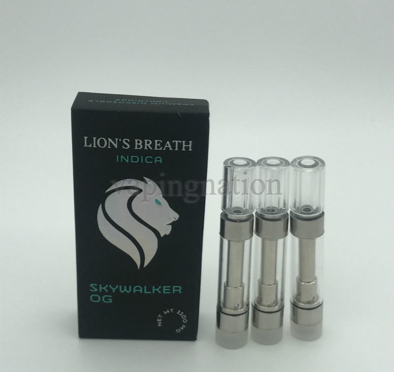 

NEW Lions Breath Vape Cartridge 0.8ML 1ml Pyrex Glass Tank Ceramic Coil Thick Oil 510 Battery Cart Sherbinskis Krt Cookies