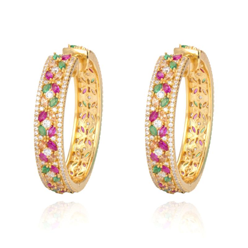 

TIRIM Luxury Multi Crystal Big Hoop Earrings For Women Cubic Zircon Banquet Nigeria Party Jewelry Wedding Prom Anniversary Gift