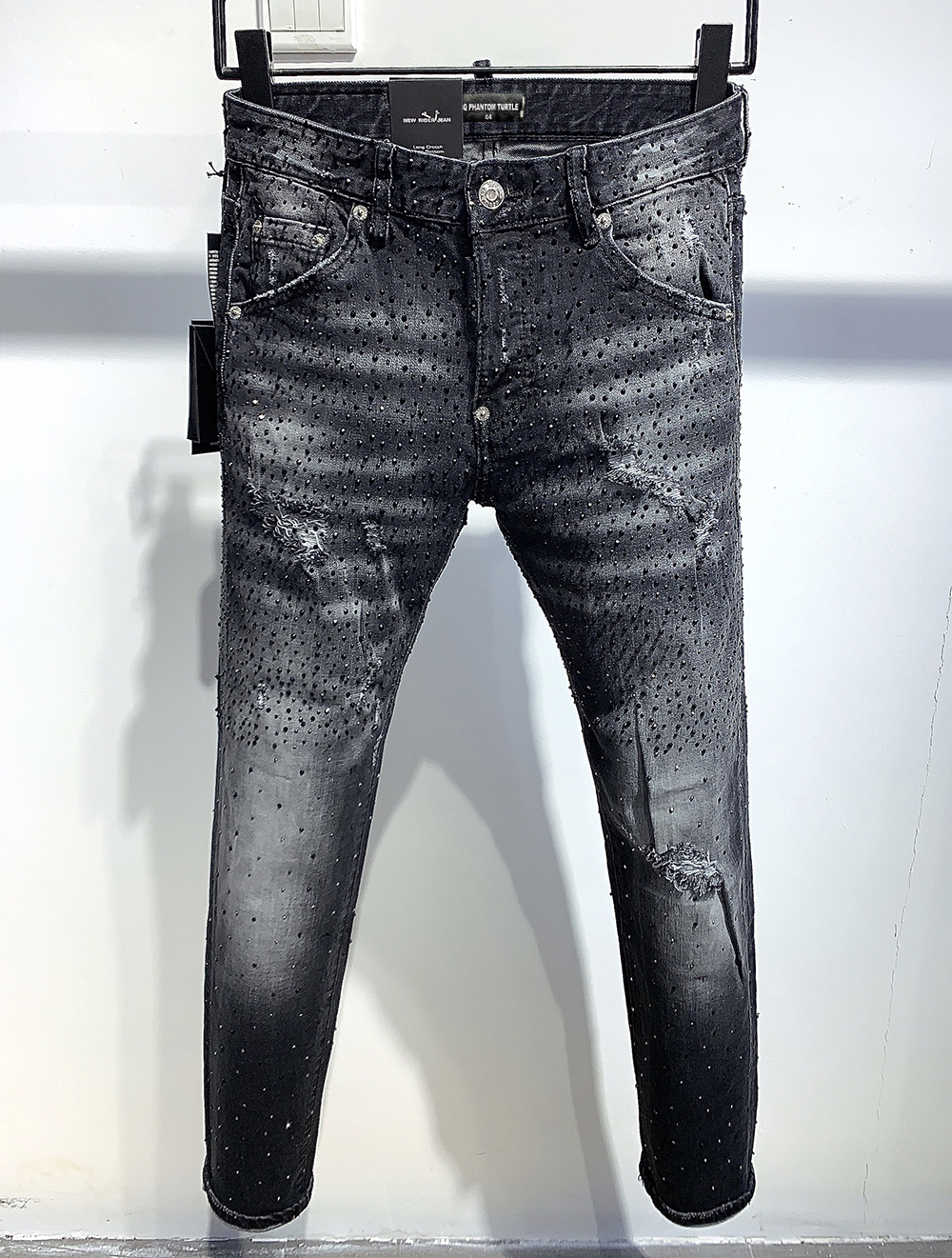 

DSQ Jeans Mens Luxury Designer Jeans Skinny Ripped Cool Guy Causal Hole Denim Fashion Brand Fit Jeans Men Washed Pants 61281, As picture
