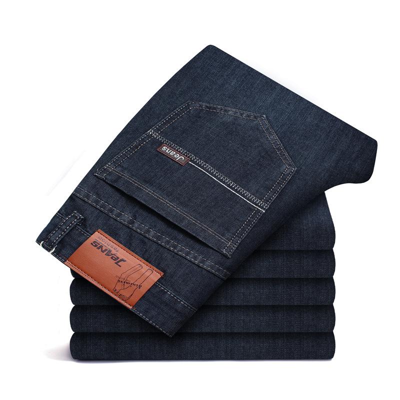 

Men's Brand Straight Jeans 2020 Spring Autumn New Casual Cotton Patchwork Stretch Loose Business Jeans Plus Size, Black