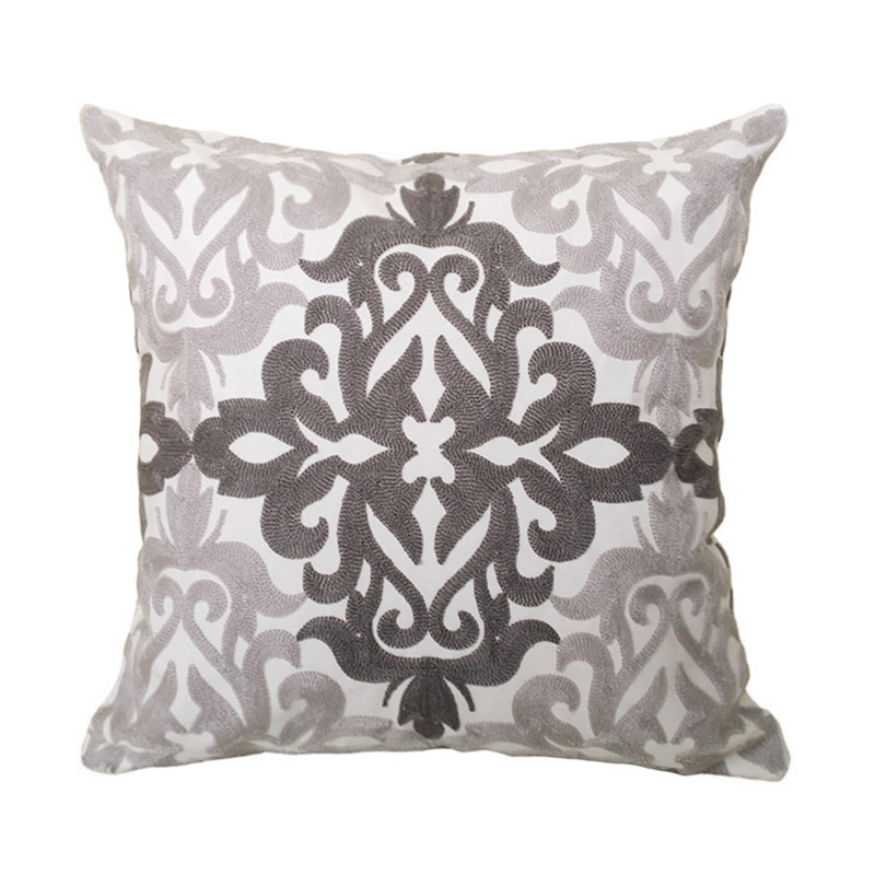 

Contemporary 2 Patterns Cotton Cord Embroidery Damask Gray Pillow Case Canvas Fashion Cushion Cover 45 x 45 cm Sell by piece, Other
