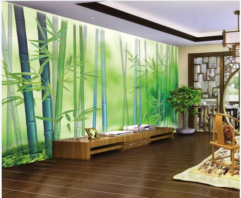 

3d photo wallpaper custom mural Fresh bamboo forest simple green bamboo background living room home decor wallpaper for walls in rolls, Non-woven wallpaper