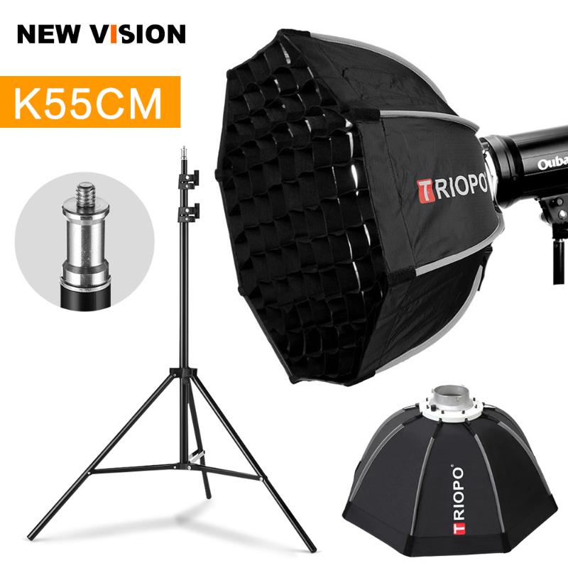 

Triopo 55cm Portabe Bowens Mount Octagon Umbrella Softbox Outdoor Soft Box + Honeycomb Grid + 2m Light Stand for Studio Strobe