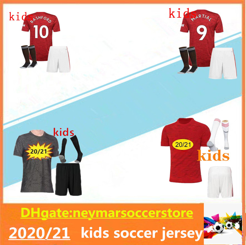

kids 2020 2021 SANCHO BRUNO FERNANDES Manchester Soccer Jerseys united kits 20 21 RASHFORD maillot de Football Shirt Utd uniforms set, Purple