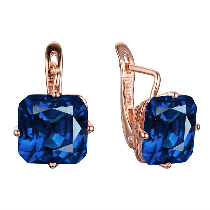 

Earrings for Women 585 Rose Gold Color Jewelry New Fashion Big Square Red Cubic Zircon Luxury Drop Earrings