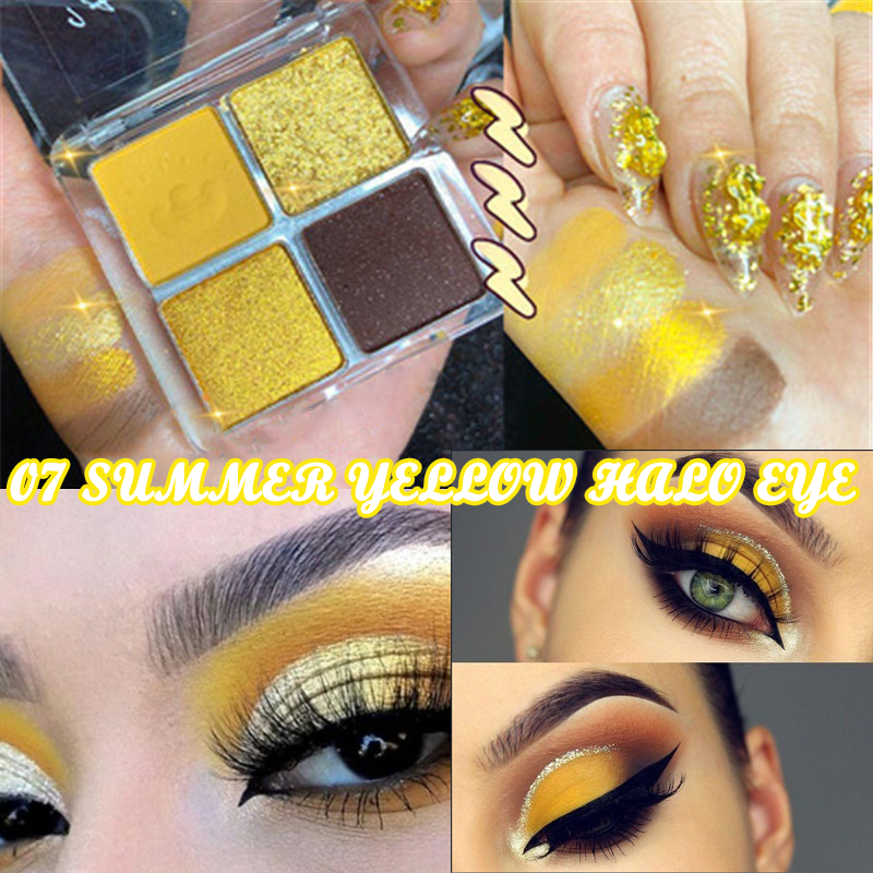 

Summer Yellow Halo Eye Shadow Palette Sombra Glitter Shimmer Colorful Neon Eyeshadow Palette Nude Pigment Makeup Pallete, 05