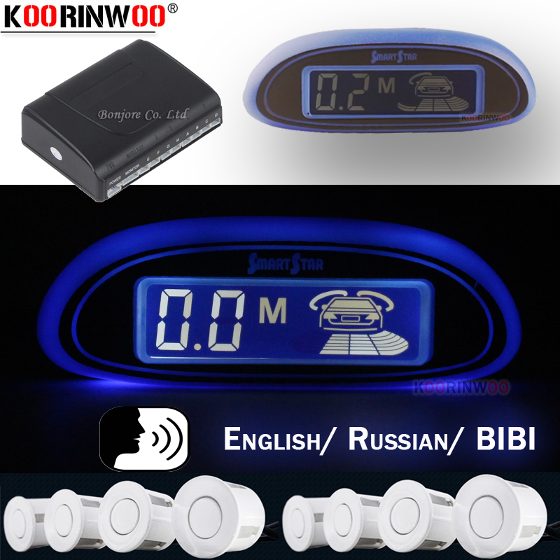

Koorinwoo LCD Screen Car parking sensors Russian/English/BEEP 8 Radar front Probes Back Reverse Parkmaster Alarm System Parking