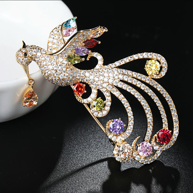 Mariée élégante Peacock Bird Clair Strass Cristal Mariée Demoiselle D/'honneur Broche Pin